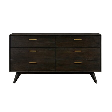 Armen Living Baly Acacia Mid-Century 6 Drawer Dresser LCLFDRBR